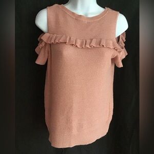 Maurices Peach Off-the-Shoulder Sweater with Ruffles